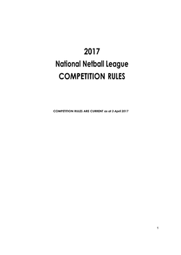 2017 National Netball League COMPETITION RULES