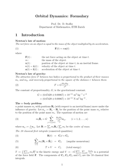 Orbital Dynamics: Formulary 1 Introduction