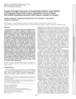 Sexually Dimorphic Expression of Gonadotropin Subunits in The