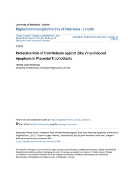 Protective Role of Palmitoleate Against Zika Virus-Induced Apoptosis in Placental Trophoblasts