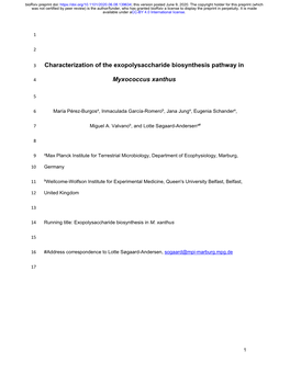 Characterization of the Exopolysaccharide Biosynthesis Pathway In