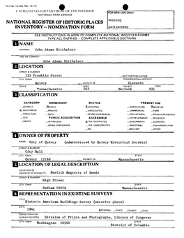 National Register of Historic Places Inventory -- Nomination Form | Name