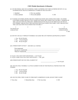 CSES Module Questionaire (Lithuania)