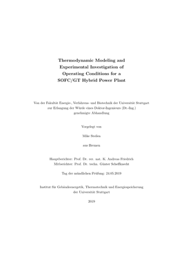 Thermodynamic Modelling and Experimental Investigation Of