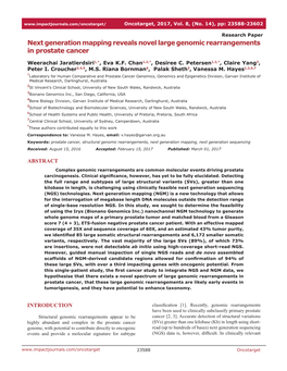 Next Generation Mapping Reveals Novel Large Genomic Rearrangements in Prostate Cancer