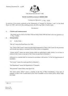 MANX NATIONAL RALLY ORDER 2OO8 9 May 2008. Interpretation