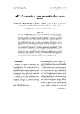 Atmospheric Tracer Transport in a Lagrangian Model