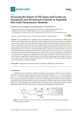 Assessing the Impact of Oil Types and Grades on Tocopherol and Tocotrienol Contents in Vegetable Oils with Chemometric Methods