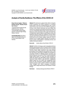 Analysis of Family Resilience: the Effects of the COVID-19