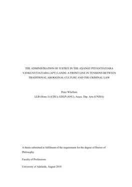 (Apy) Lands: a Front Line in Tensions Between Traditional Aboriginal Culture and the Criminal Law