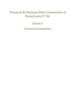 Terrestrial & Palustrine Plant Communities of Pennsylvania 2Nd