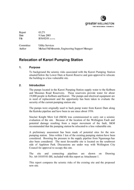 Relocation of Karori Pumping Station