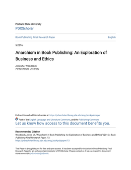 Anarchism in Book Publishing: an Exploration of Business and Ethics