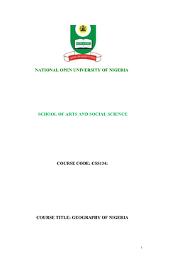 Css134: Course Title: Geography of Nigeria