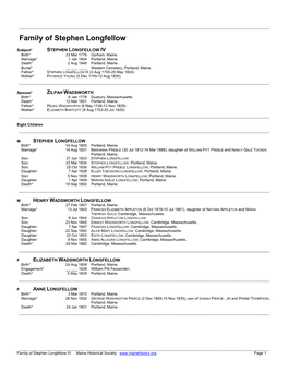 Family of Stephen Longfellow