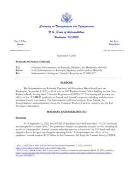 Committee on Transportation and Infrastructure U.S. House of Representatives Washington, DC 20515 Peter A