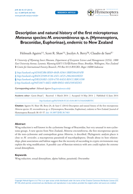 ﻿﻿﻿﻿﻿Description and Natural History of the First Micropterous ﻿﻿Meteorus﻿﻿ Species