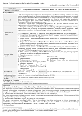 Internal Ex-Post Evaluation for Technical Cooperation Project Conducted by Mozambique Office: November, 2020