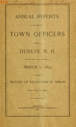 Annual Reports of the Town Officers of Dublin, N.H., for the Year Ending
