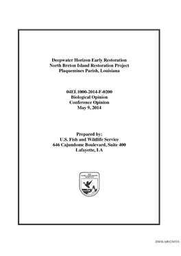 Deepwater Horizon Early Restoration North Breton Island Restoration Project Plaquemines Parish, Louisiana