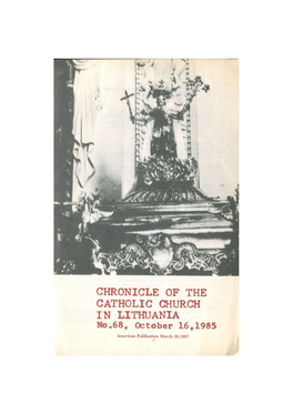 CHRONICLE of the CATHOLIC CHURCH in LITHUANIA, No. 68