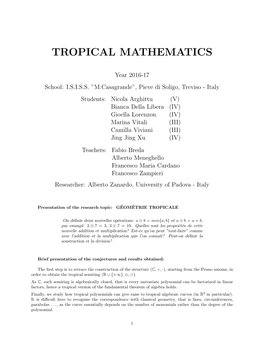 Tropical Mathematics