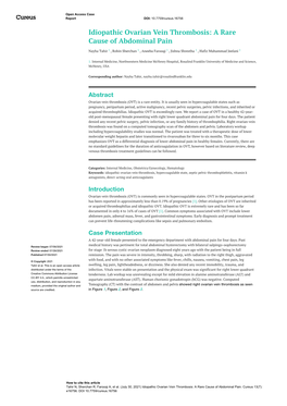 Idiopathic Ovarian Vein Thrombosis: a Rare Cause of Abdominal Pain