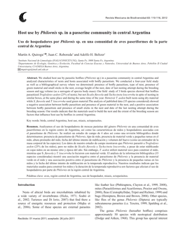 Host Use by Philornis Sp. in a Passerine Community in Central Argentina