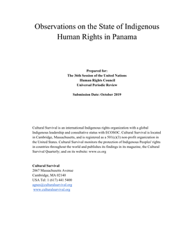 Observations on the State of Indigenous Human Rights in Panama