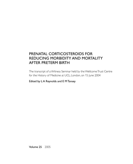 Prenatal Corticosteroids for Reducing Morbidity and Mortality After Preterm Birth