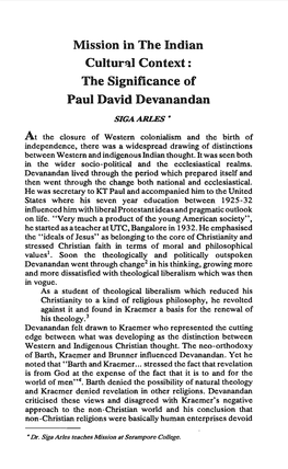 Mission in the Indian Cultural Context: the Significance of Paul David