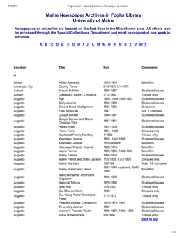 Maine Newspaper Archives in Fogler Library University of Maine