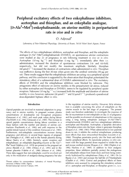 Peripheral Excitatory Effects of Two Enkephalinase