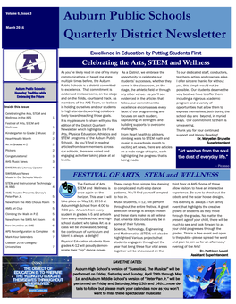 Auburn Public Schools Quarterly District Newsletter