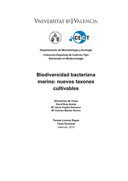 Biodiversidad Bacteriana Marina: Nuevos Taxones Cultivables