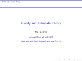 Duality and Automata Theory