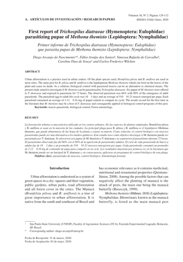 First Report of Trichospilus Diatraeae (Hymenoptera: Eulophidae)