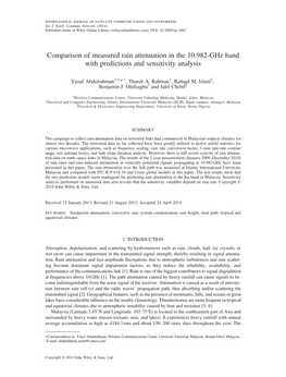 Comparison of Measured Rain Attenuation in the 10.982Ghz Band