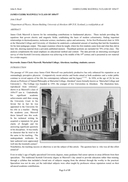 James Clerk Maxwell's Class of 1856/57