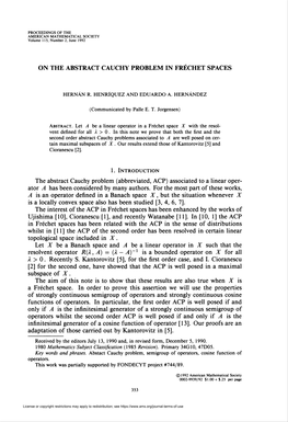 On the Abstract Cauchy Problem in Fréchet Spaces