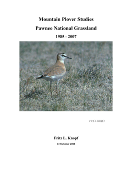 Mountain Plover Studies Pawnee National Grassland