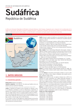 FICHA PAÍS Sudáfrica República De Sudáfrica