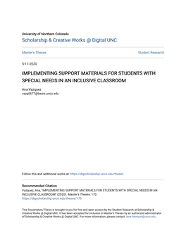 Implementing Support Materials for Students with Special Needs in an Inclusive Classroom