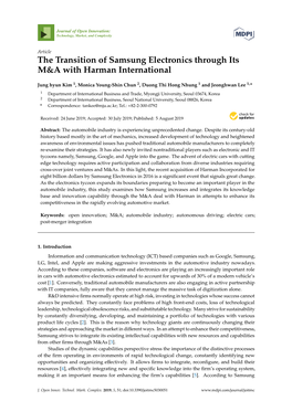 The Transition of Samsung Electronics Through Its M&A with Harman