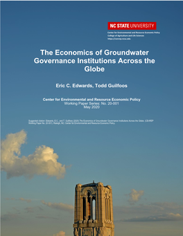 The Economics of Groundwater Governance Institutions Across the Globe