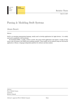 Parsing & Modeling Swift Systems