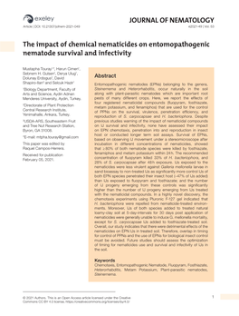 JOURNAL of NEMATOLOGY the Impact of Chemical Nematicides On