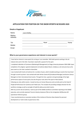 Board Member Application Form