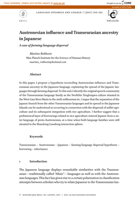 Austronesian Influence Andtranseurasian Ancestry In