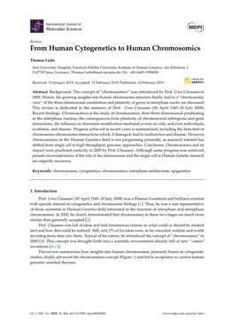 From Human Cytogenetics to Human Chromosomics